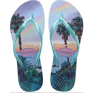 Havaianas Women's Slim Paisage Flip Flop Sandals Size 9/10 Quiet Lilac